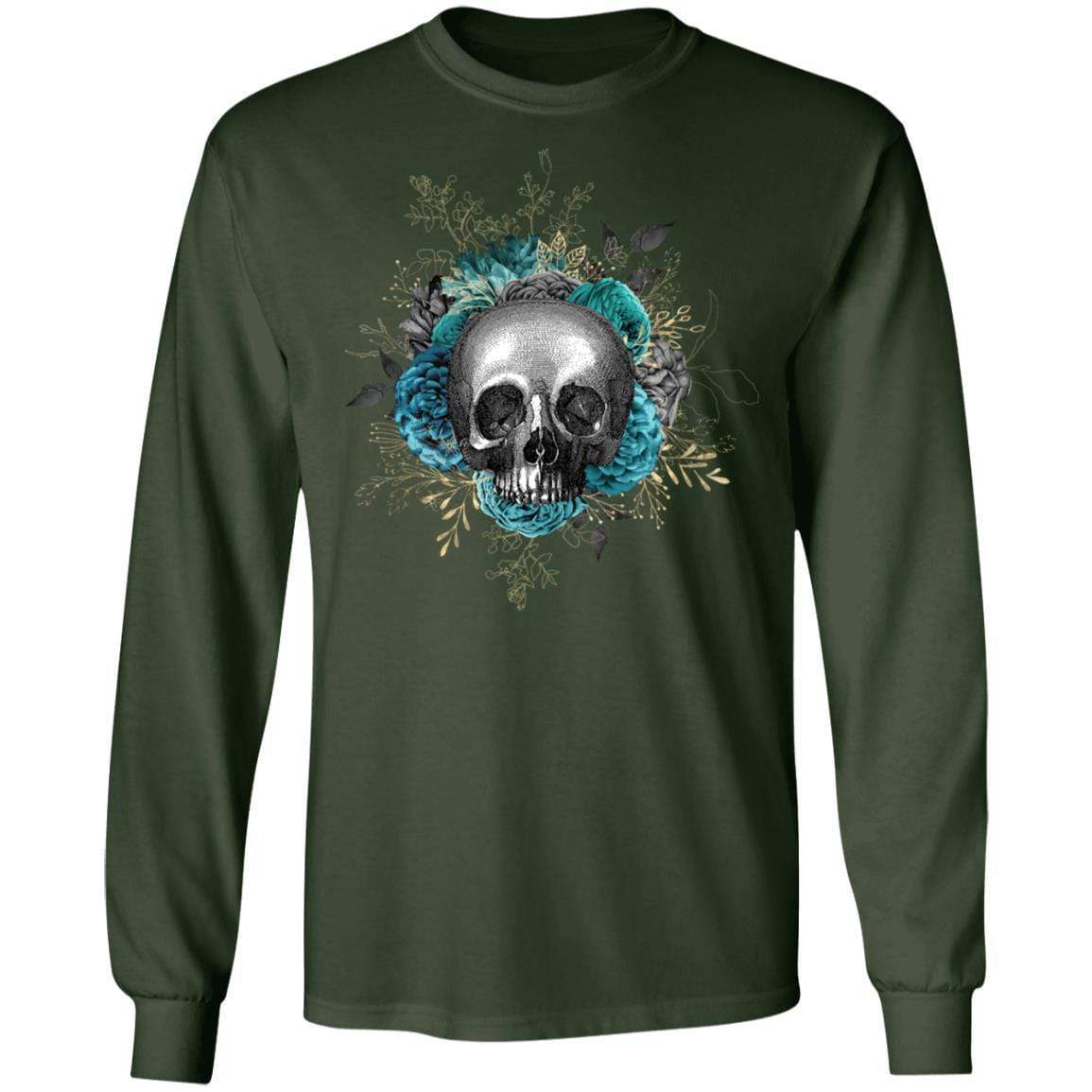 T-Shirts Forest Green / S Winey Bitches Co Skull Design #3 LS Ultra Cotton T-Shirt WineyBitchesCo