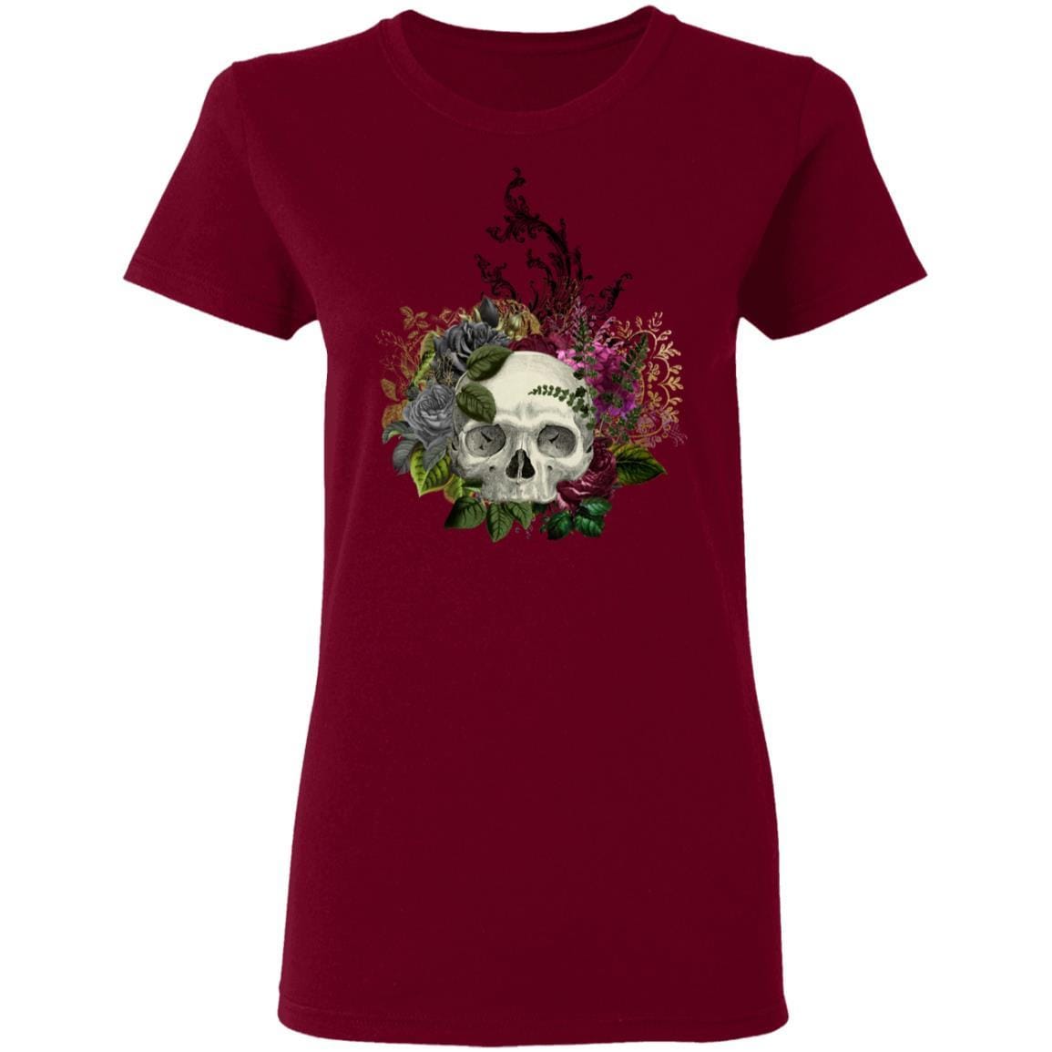 T-Shirts Garnet / S Winey Bitches Co Skull Design #1 Ladies' 5.3 oz. T-Shirt WineyBitchesCo