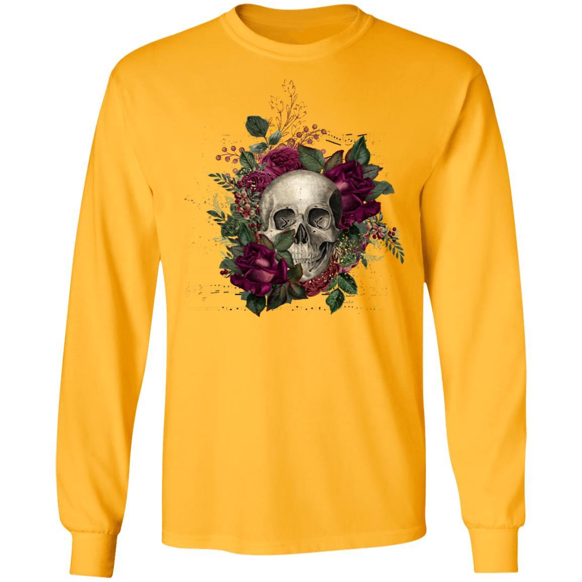 T-Shirts Gold / S Winey Bitches Co Skull Design #2 LS Ultra Cotton T-Shirt WineyBitchesCo