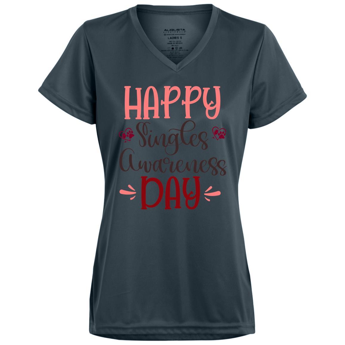 T-Shirts Graphite / X-Small Winey Bitches Co "Happy Single Awareness Day" Ladies' Wicking T-Shirt WineyBitchesCo