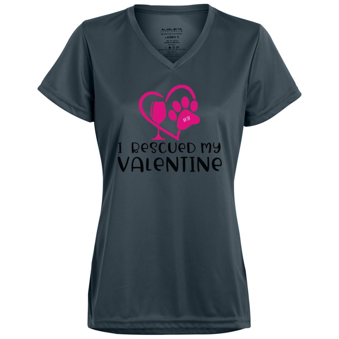 T-Shirts Graphite / X-Small Winey Bitches Co "I Rescued My Valentine" Ladies' Wicking T-Shirt WineyBitchesCo