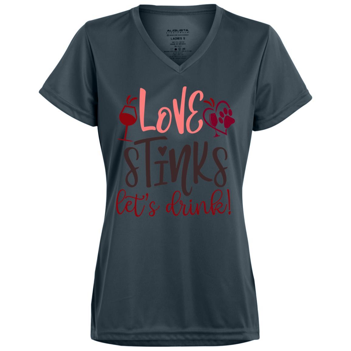 T-Shirts Graphite / X-Small Winey Bitches Co "Love Stinks, Let's Drink Ladies' Wicking T-Shirt WineyBitchesCo