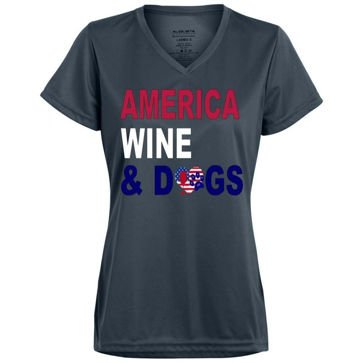 T-Shirts Graphite / X-Small WineyBitches.Co America Wine Dogs Ladies' Wicking T-Shirt WineyBitchesCo