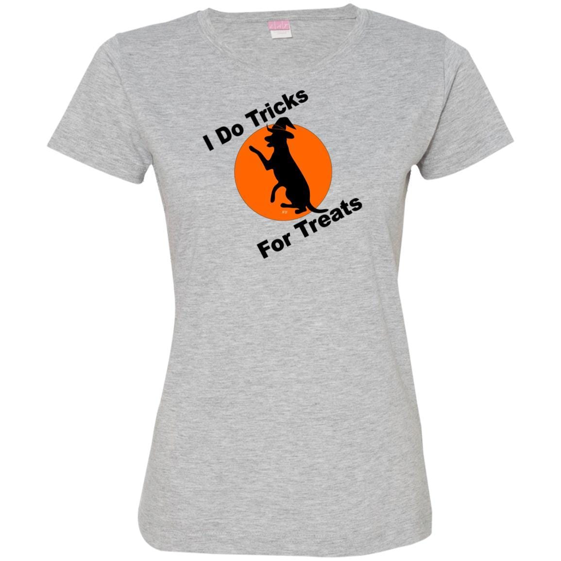 T-Shirts Heather Grey / S WineyBitches.Co "I Do Tricks For Treats" Dog- Ladies' Fine Jersey T-Shirt WineyBitchesCo