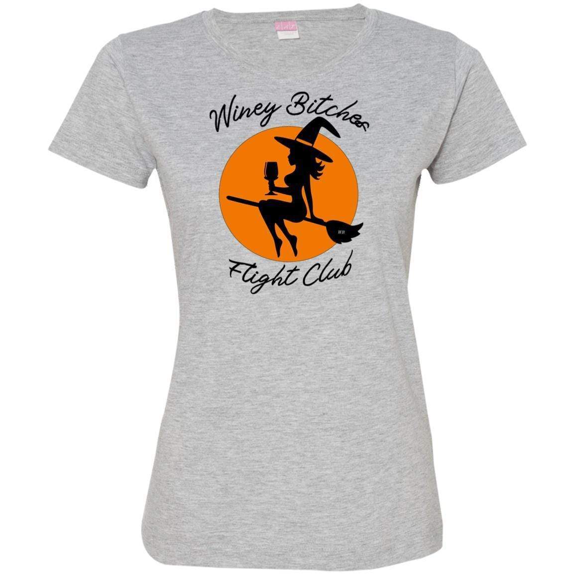 T-Shirts Heather Grey / S WineyBitches.Co "Winey Bitches Flight Club" Ladies' Fine Jersey T-Shirt WineyBitchesCo