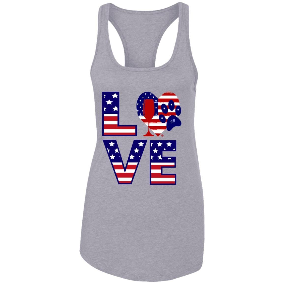 T-Shirts Heather Grey / X-Small Winey Bitches Co "American Love Paw"  Ladies Ideal Racerback Tank WineyBitchesCo