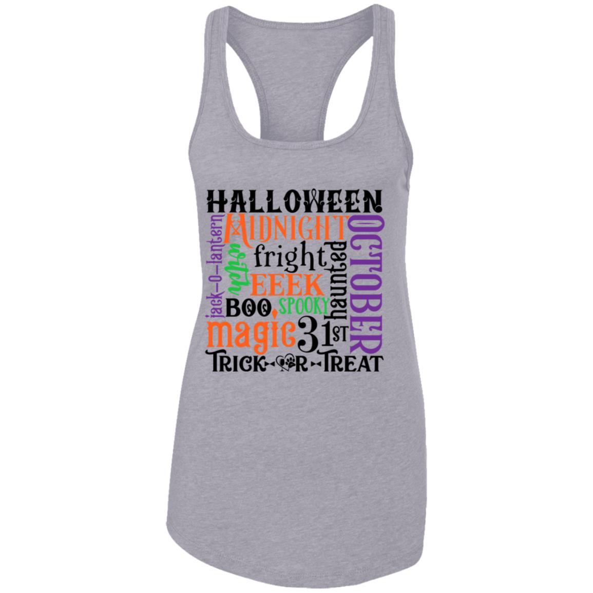 T-Shirts Heather Grey / X-Small Winey Bitches Co "Halloween Word Jumble" Ladies Ideal Racerback Tank WineyBitchesCo