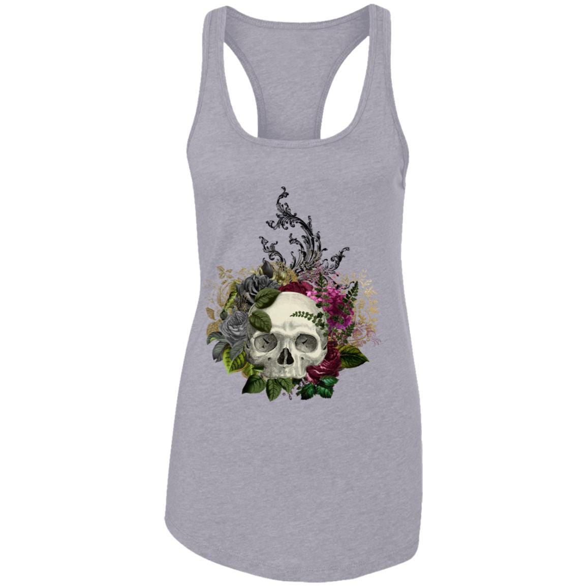 T-Shirts Heather Grey / X-Small Winey Bitches Co Skull Design #1 Ladies Ideal Racerback Tank WineyBitchesCo