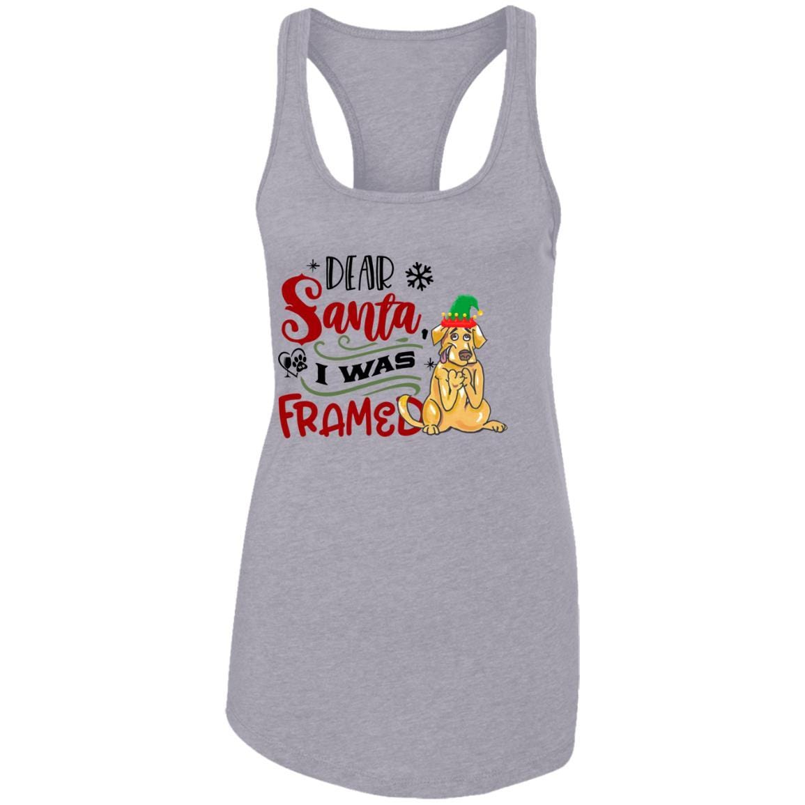 T-Shirts Heather Grey / X-Small WineyBitches.Co "Dear Santa I Was Framed" Ladies Ideal Racerback Tank WineyBitchesCo
