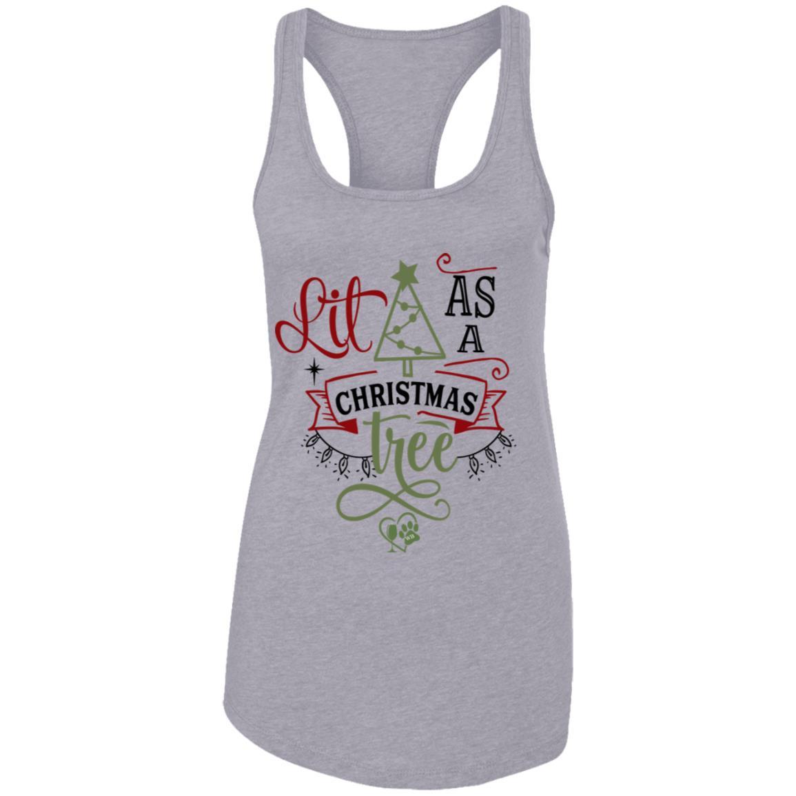 T-Shirts Heather Grey / X-Small WineyBitches.Co "Lit As A Christmas Tree" Ladies Ideal Racerback Tank WineyBitchesCo