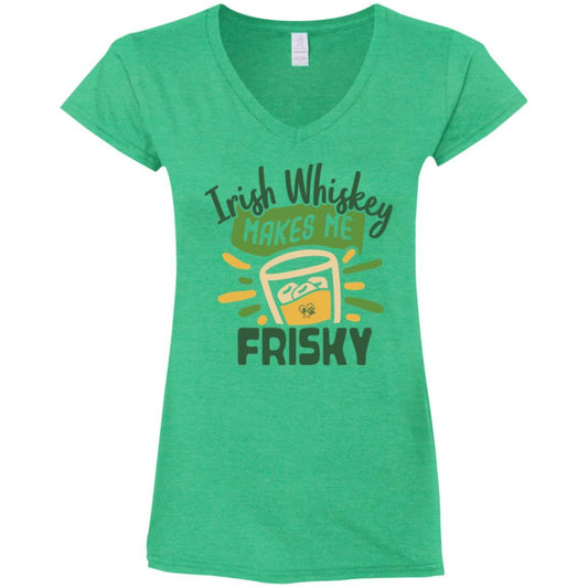 T-Shirts Heather Irish Green / S Winey Bitches Co "Irish Whiskey Makes Me Frisky" Ladies' Fitted Softstyle 4.5 oz V-Neck T-Shirt WineyBitchesCo