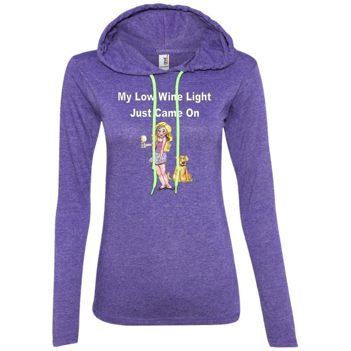T-Shirts Heather Purple/Neon Yellow / S WineyBitches.co 'Low Wine Light" Ladies' LS T-Shirt Hoodie WineyBitchesCo