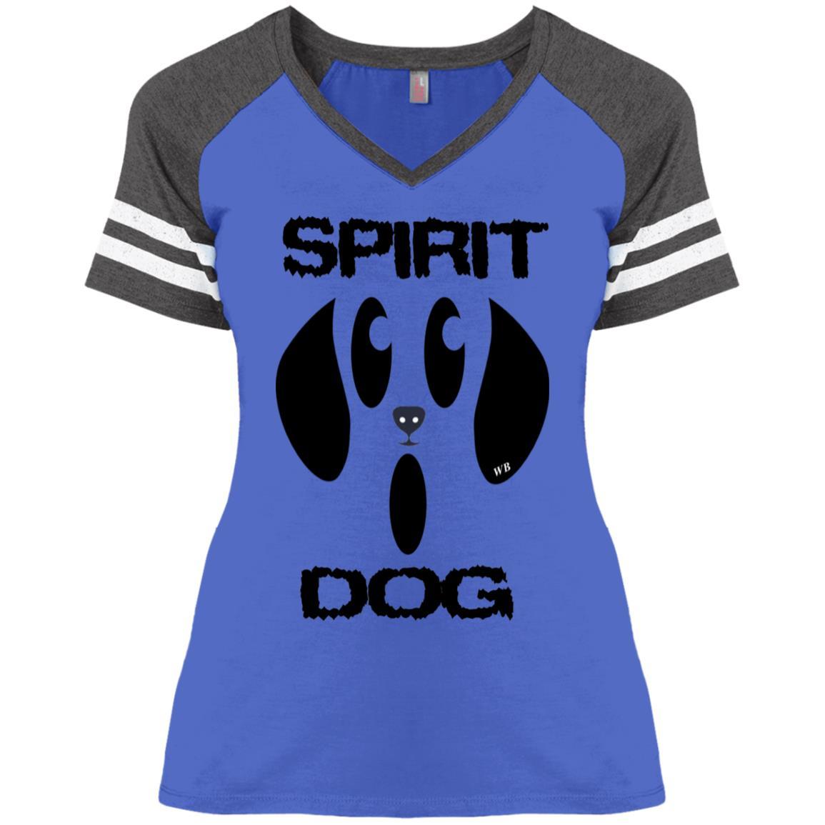 T-Shirts Heather Royal/Heathered Charcoal / X-Small WineyBitches.Co "Spirit Dog" Halloween Ladies' Game V-Neck T-Shirt WineyBitchesCo
