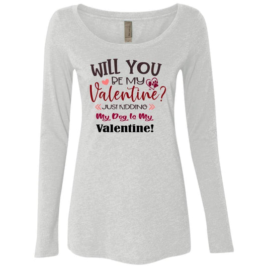 T-Shirts Heather White / S Winey Bitches Co " Will You Be My Valentine" Ladies' Triblend LS Scoop WineyBitchesCo