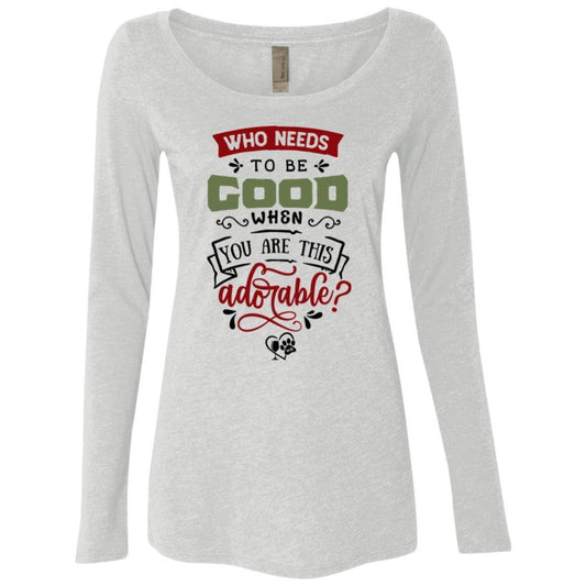 T-Shirts Heather White / S WineyBitches.Co Ladies' Triblend LS Scoop WineyBitchesCo