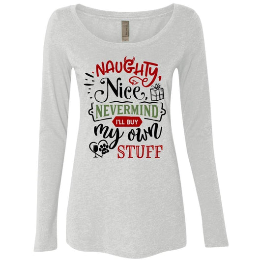 T-Shirts Heather White / S WineyBitches.Co Ladies' Triblend LS Scoop WineyBitchesCo