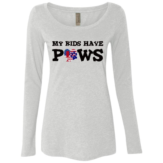 T-Shirts Heather White / S WineyBitches.Co My Kids Have Paws Ladies' Triblend LS Scoop WineyBitchesCo