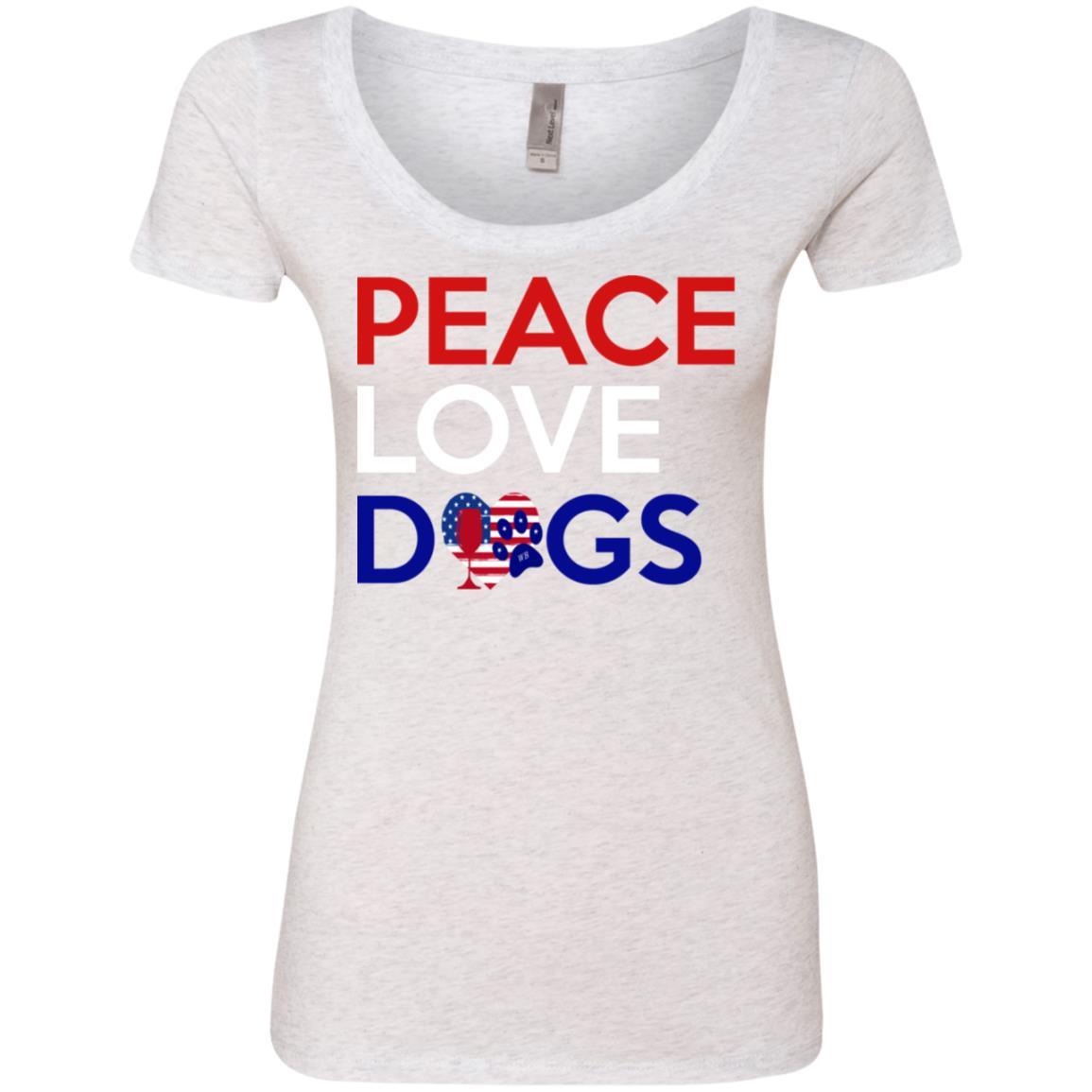 T-Shirts Heather White / S WineyBitches.Co Peace Love Dogs Ladies' Triblend Scoop WineyBitchesCo