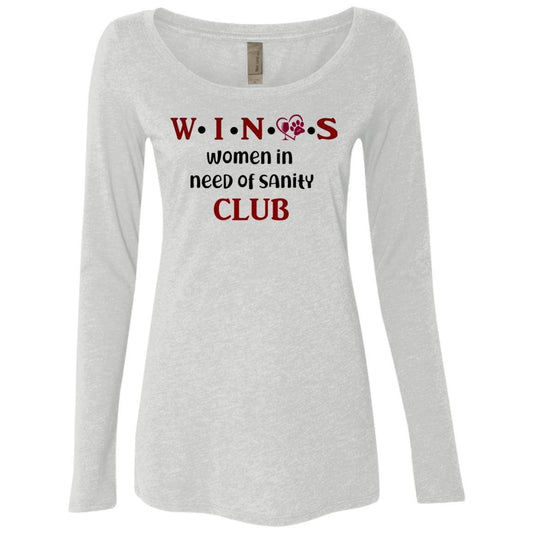 T-Shirts Heather White / S WineyBitches.Co WINOS Club Ladies' Triblend LS Scoop (Burg Lettering) WineyBitchesCo