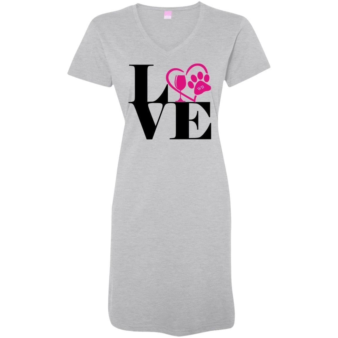 T-Shirts Heathered Grey / S/M WineyBitches.Co "Love Paw 2" Ladies' V-Neck Fine Jersey Cover-Up WineyBitchesCo