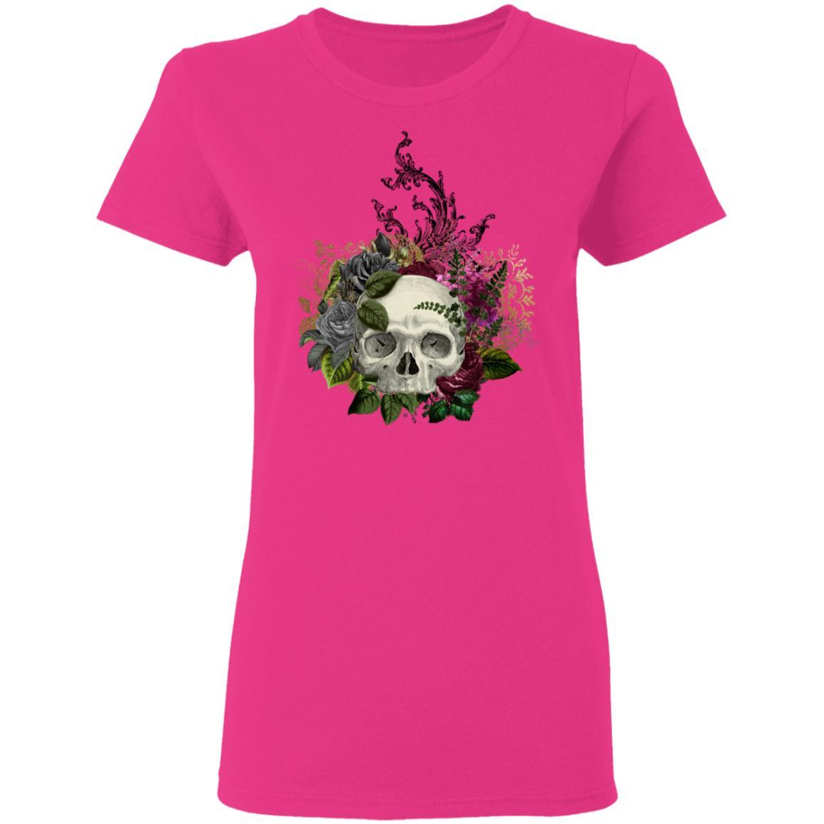 T-Shirts Heliconia / S Winey Bitches Co Skull Design #1 Ladies' 5.3 oz. T-Shirt WineyBitchesCo