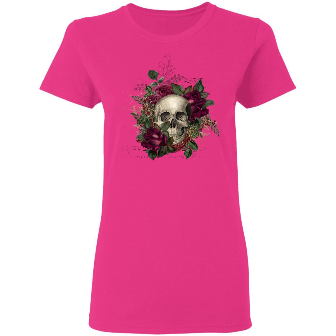 T-Shirts Heliconia / S Winey Bitches Co Skull Design #2 Ladies' 5.3 oz. T-Shirt WineyBitchesCo