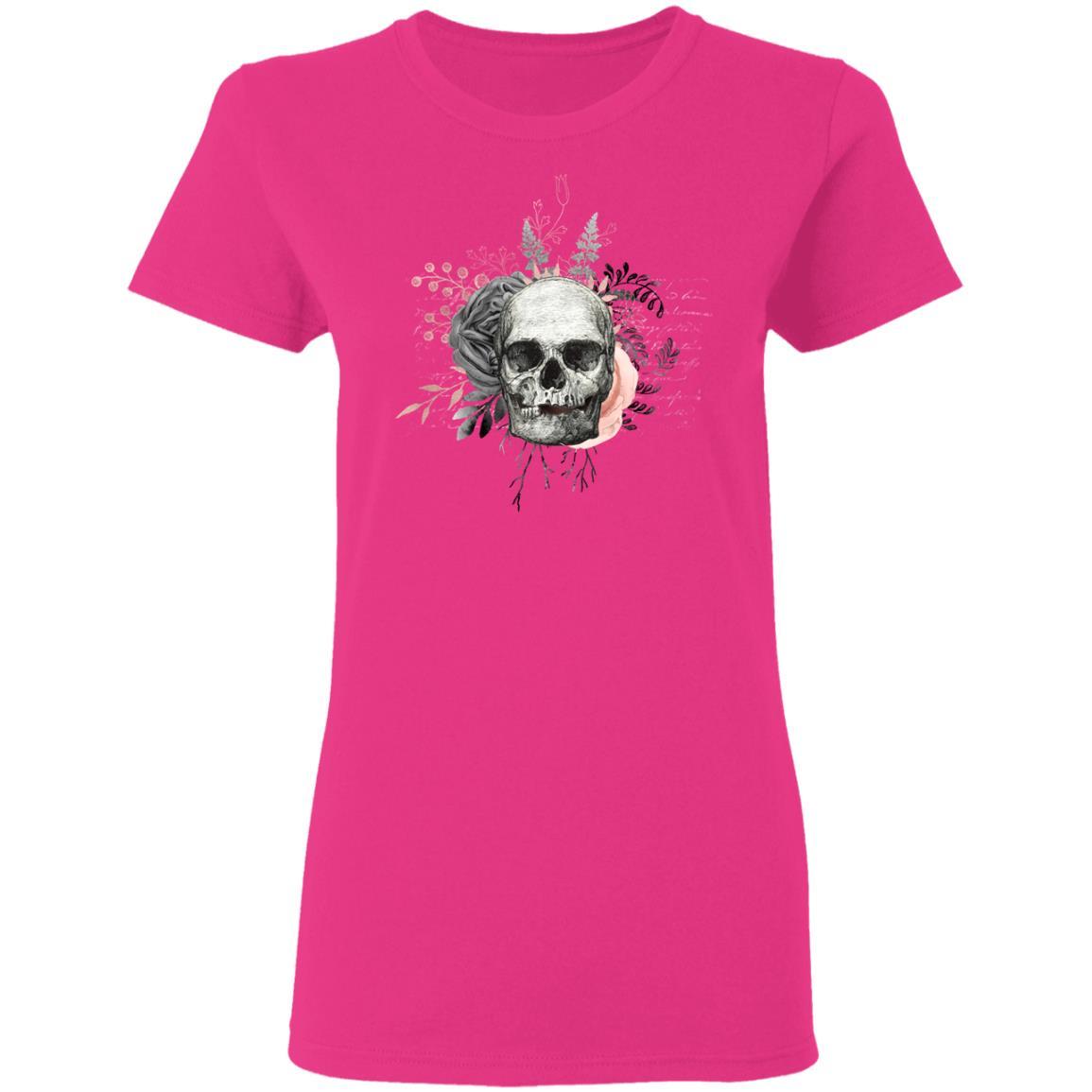 T-Shirts Heliconia / S Winey Bitches Co Skull Design # 3 Ladies' 5.3 oz. T-Shirt WineyBitchesCo