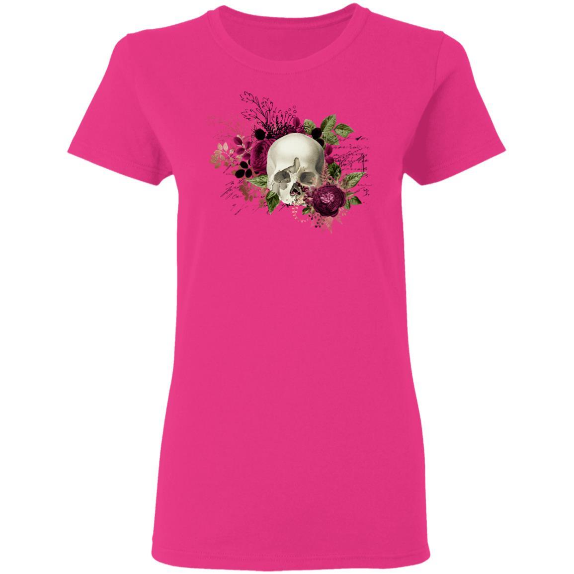 T-Shirts Heliconia / S Winey Bitches Co Skull Design #6 Ladies' 5.3 oz. T-Shirt WineyBitchesCo