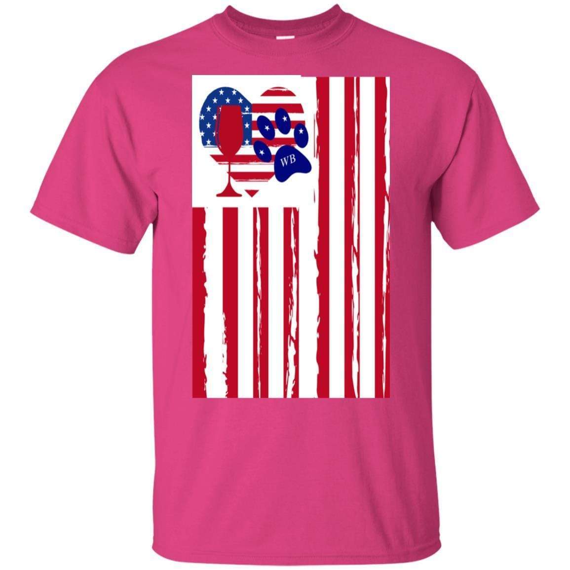 T-Shirts Heliconia / S WineyBitches.Co American Flag Wine Paw Heart Ultra Cotton T-Shirt WineyBitchesCo