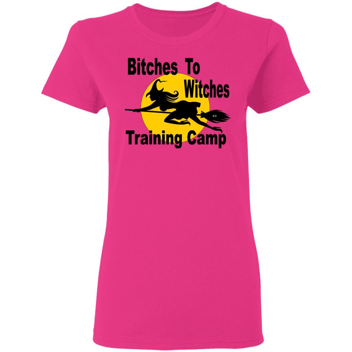 T-Shirts Heliconia / S WineyBitches.Co "Bitches To Witches Training Camp" Halloween Ladies' 5.3 oz. T-Shirt WineyBitchesCo