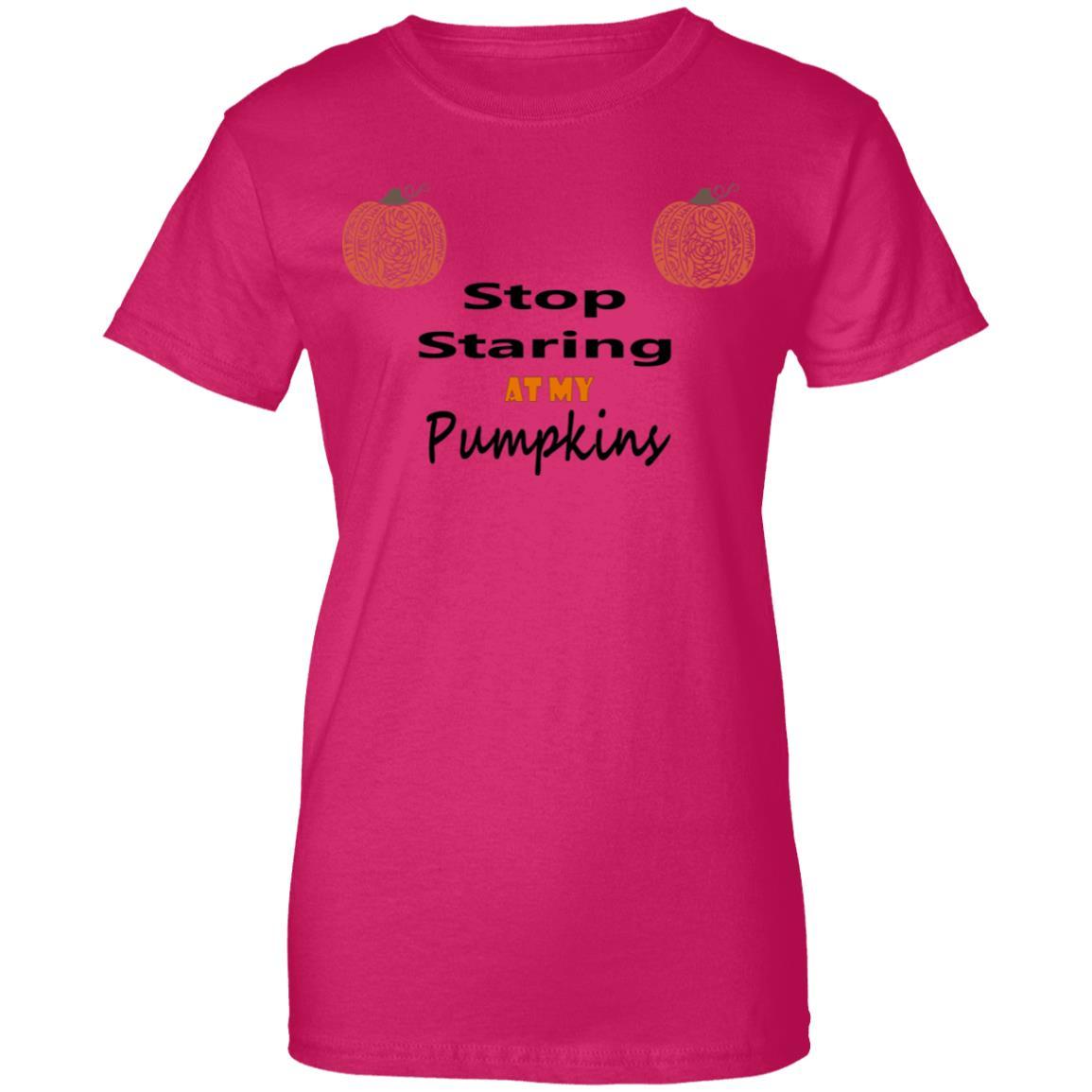 T-Shirts Heliconia / X-Small WineyBitches.Co "Stop Staring At My Pumpkins" Ladies' 100% Cotton T-Shirt WineyBitchesCo