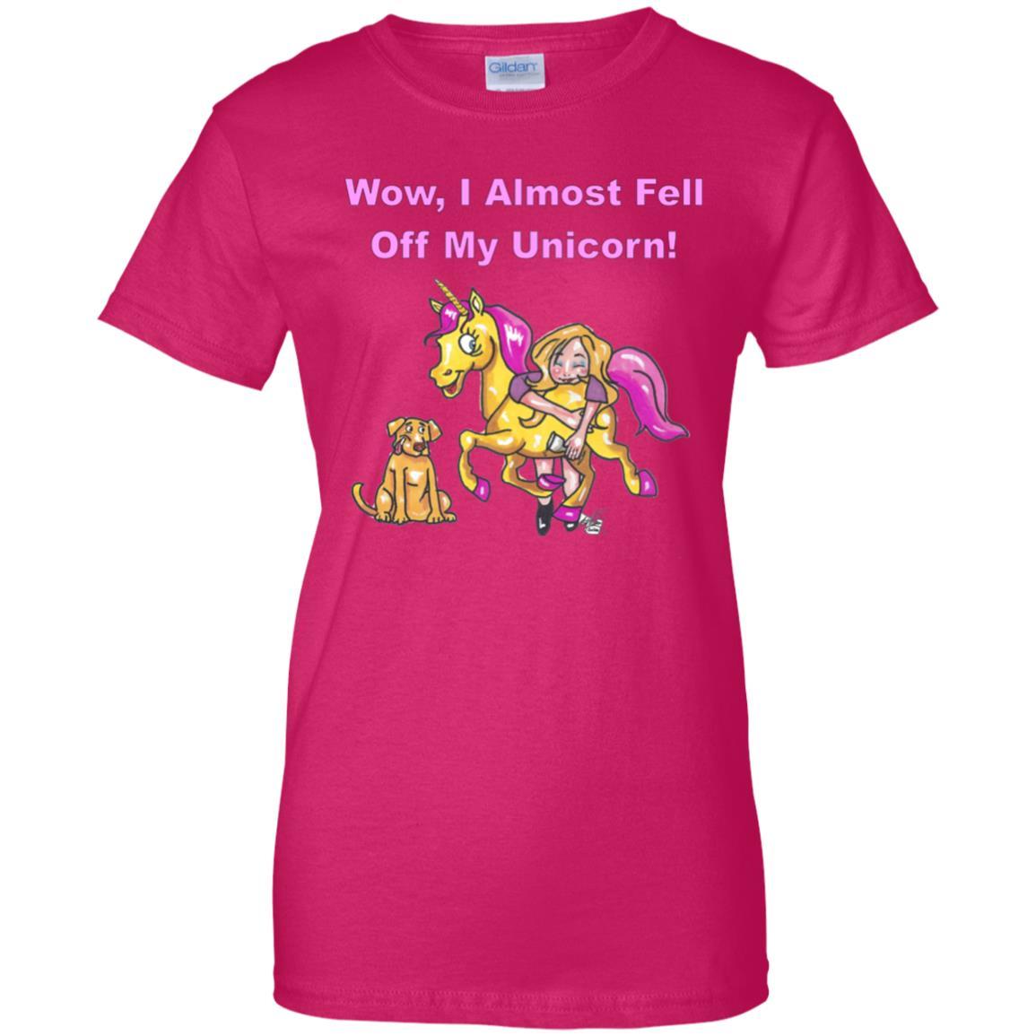 T-Shirts Heliconia / X-Small WineyBitches.co "Wow I Almost Fell Off My Unicorn Ladies' 100% Cotton T-Shirt WineyBitchesCo
