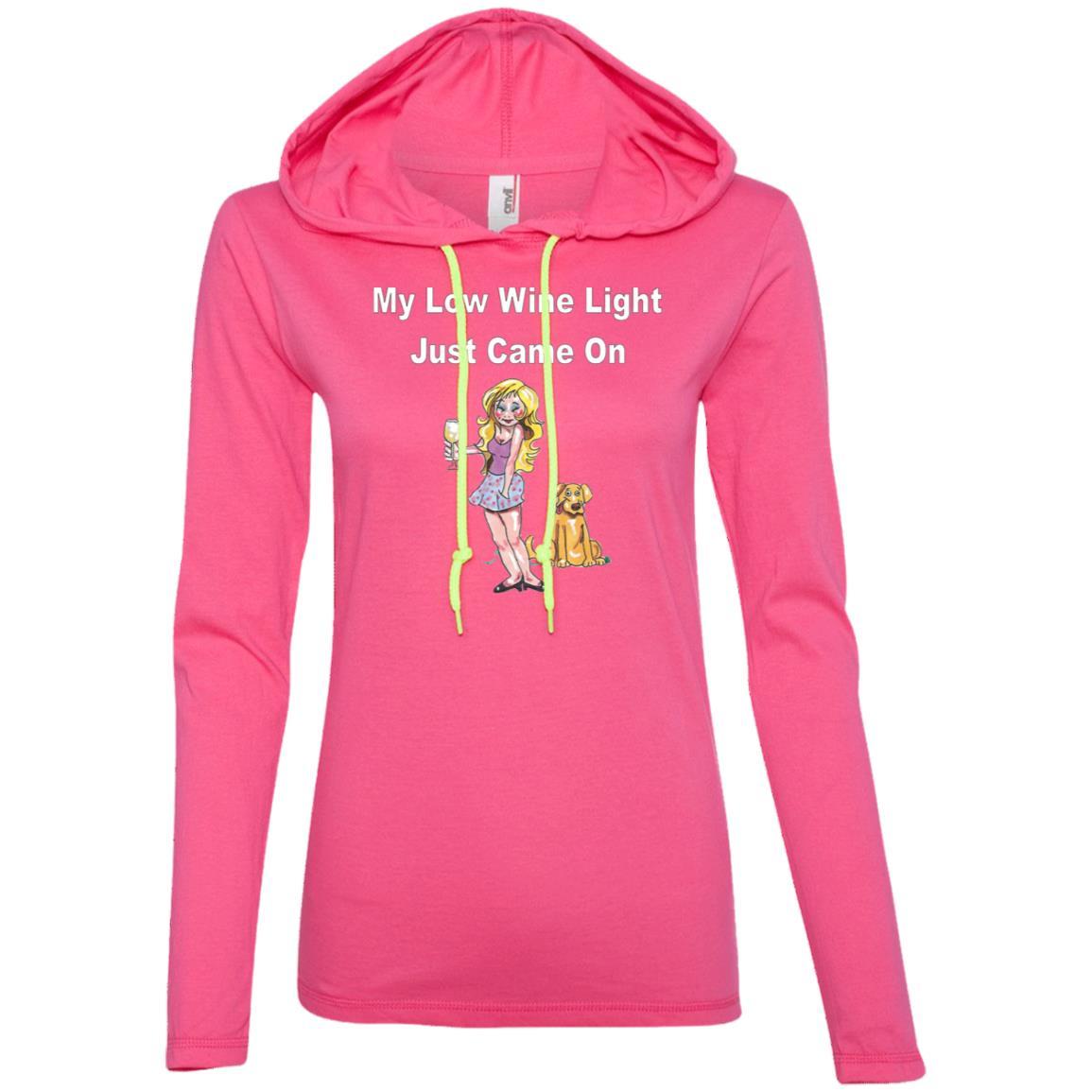 T-Shirts Hot Pink/Neon Yellow / S WineyBitches.co 'Low Wine Light" Ladies' LS T-Shirt Hoodie WineyBitchesCo