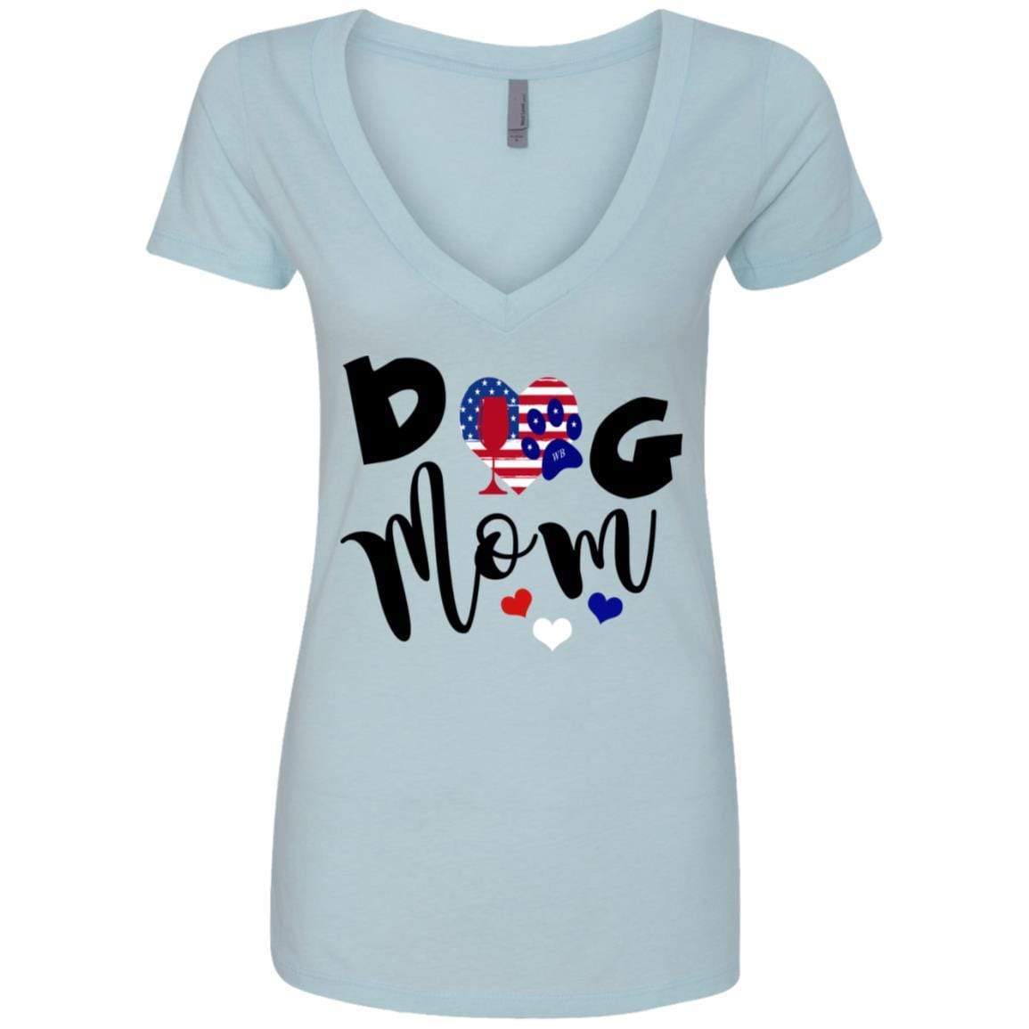 T-Shirts Ice Blue / S WineyBitches.Col Dog Mom Ladies' Deep V-Neck T-Shirt WineyBitchesCo