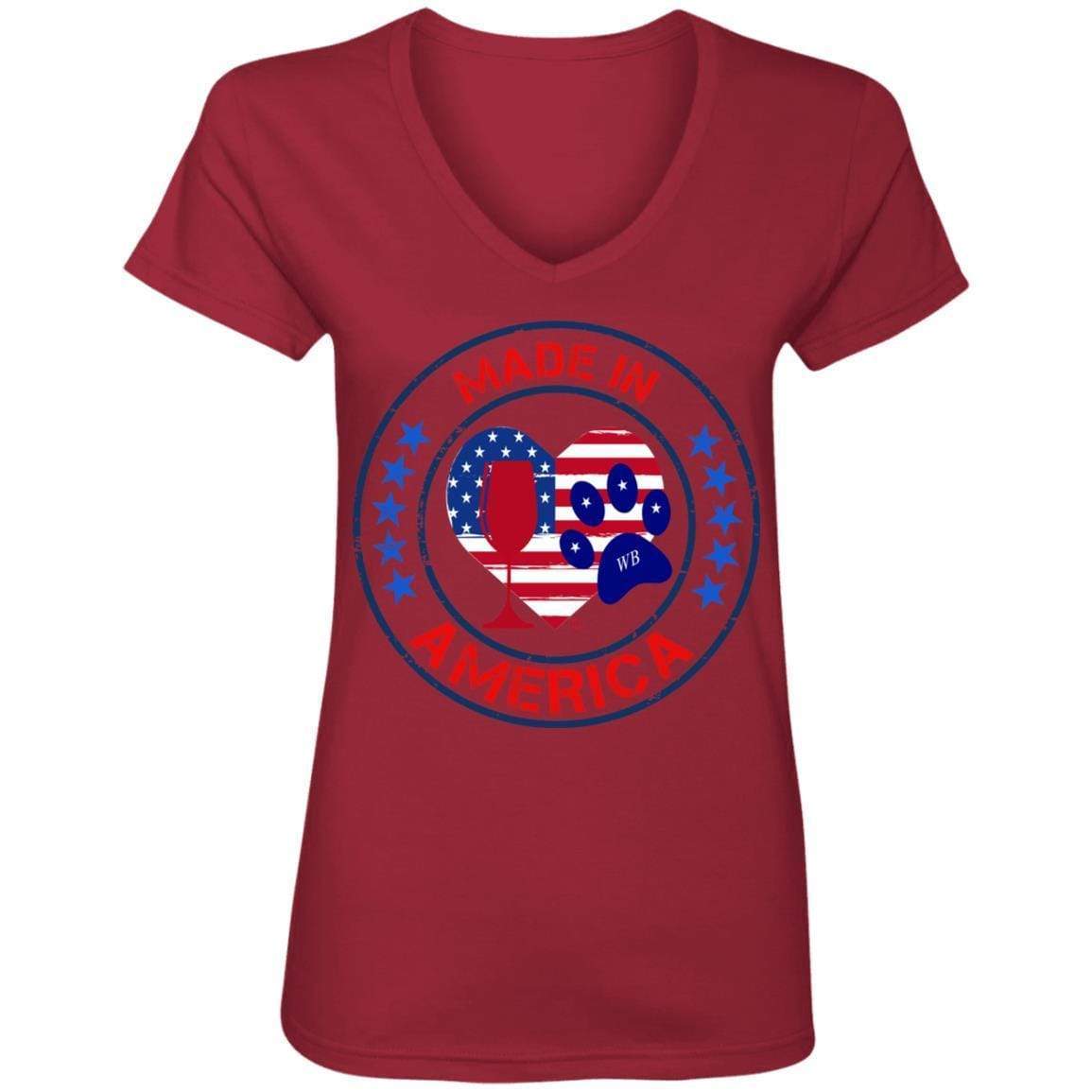 T-Shirts Independence Red / S Winey Bitches Co "Made In America" Ladies' V-Neck T-Shirt WineyBitchesCo