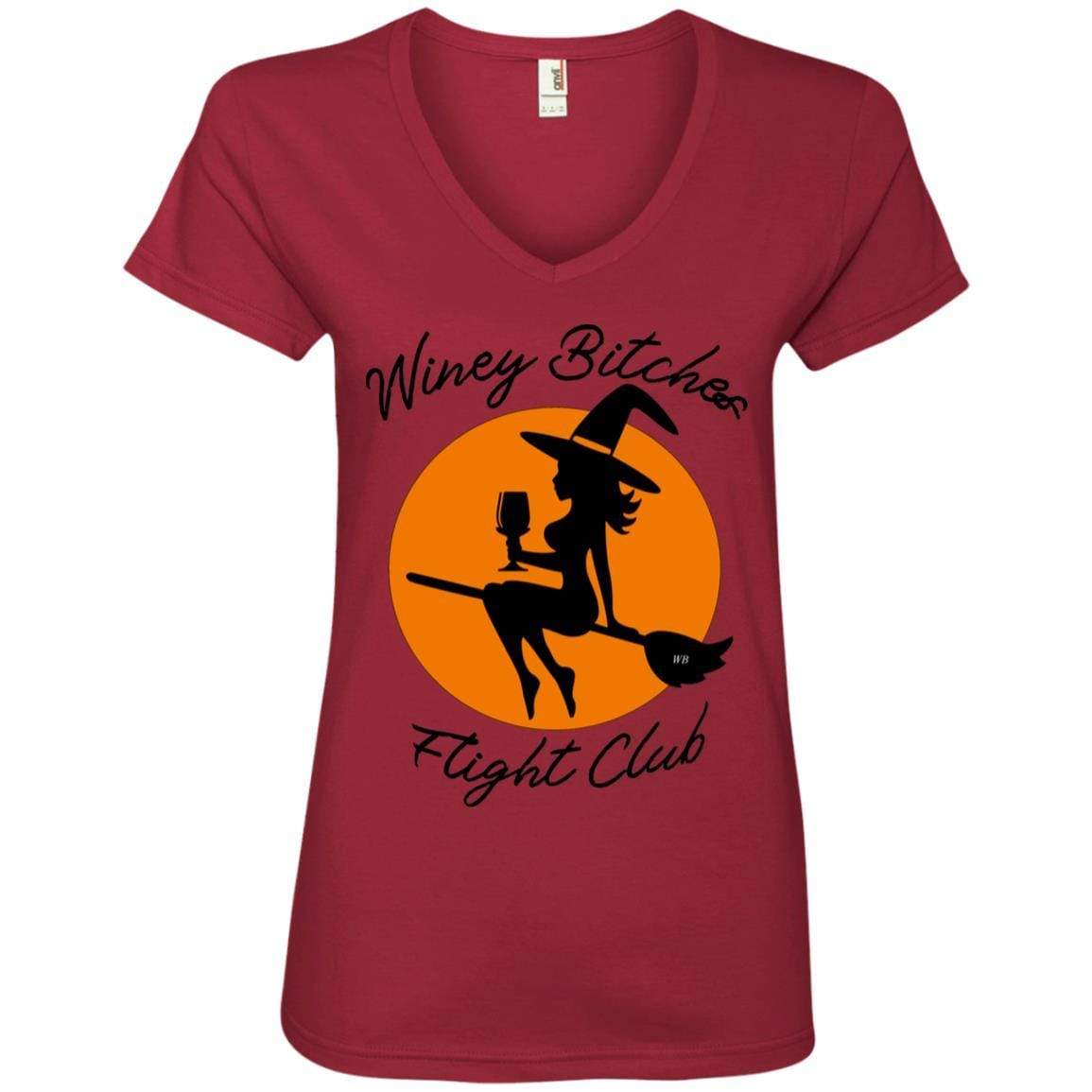 T-Shirts Independence Red / S WineyBitches.Co "Winey Bitches Flight Club" Ladies' V-Neck T-Shirt WineyBitchesCo