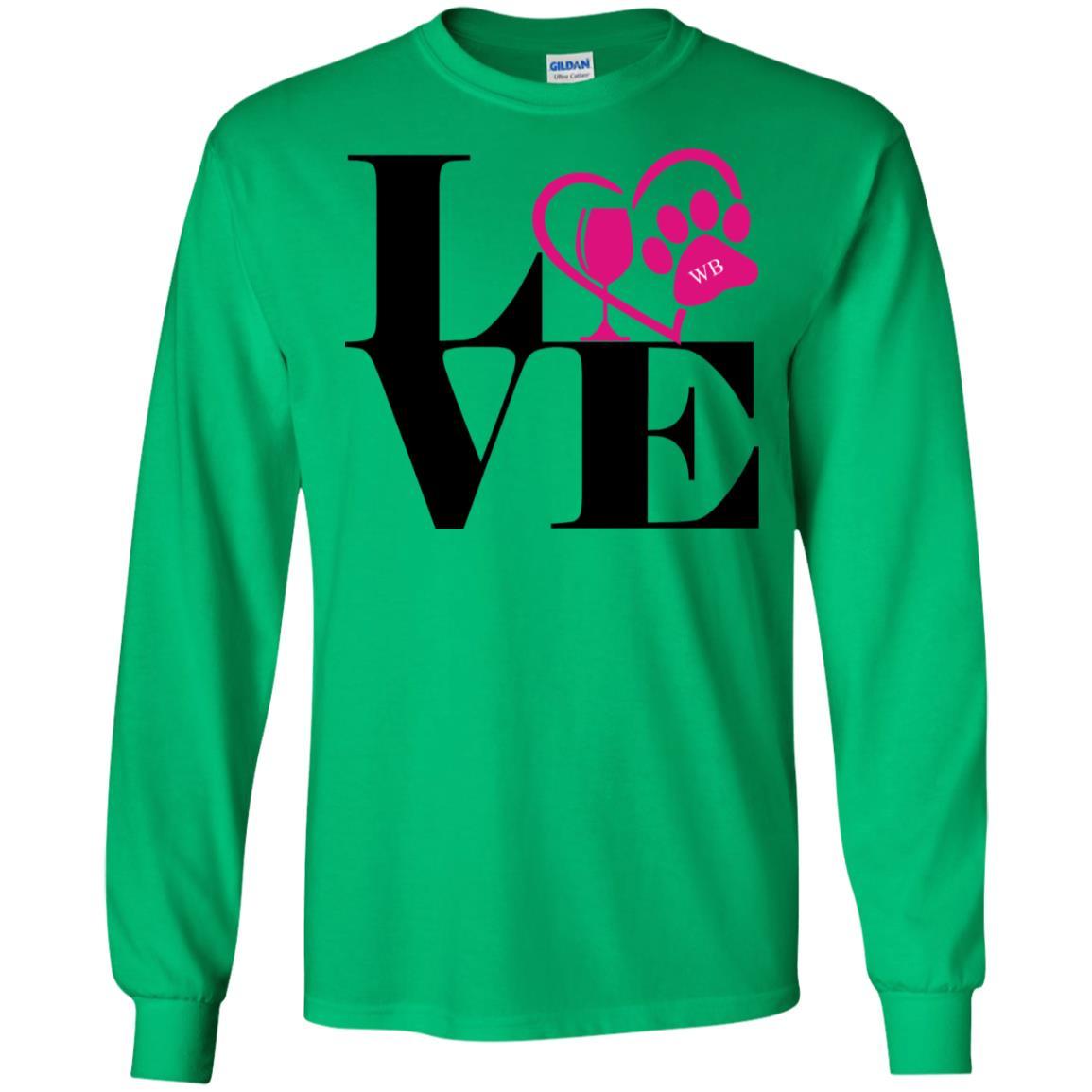T-Shirts Irish Green / S WineyBitches.Co "Love Paw 2" LS Ultra Cotton T-Shirt WineyBitchesCo