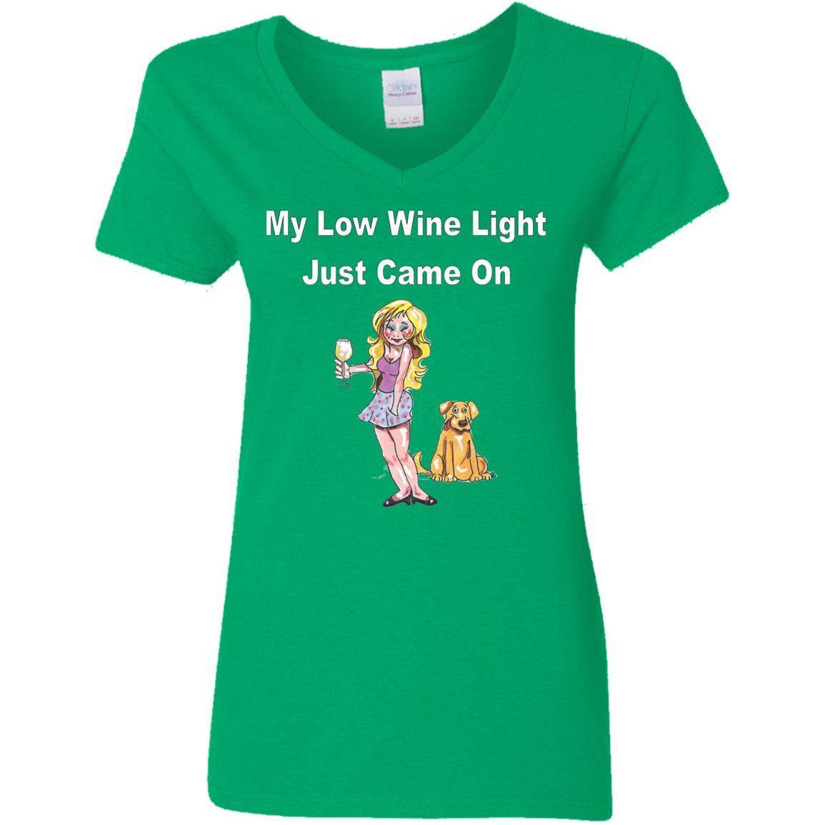 T-Shirts Irish Green / S WineyBitches.co 'Low Wine Light" Ladies' 5.3 oz. V-Neck T-Shirt WineyBitchesCo