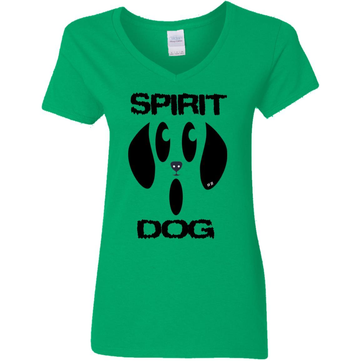 T-Shirts Irish Green / S WineyBitches.Co "Spirit Dog" Halloween Ladies' 5.3 oz. V-Neck T-Shirt WineyBitchesCo