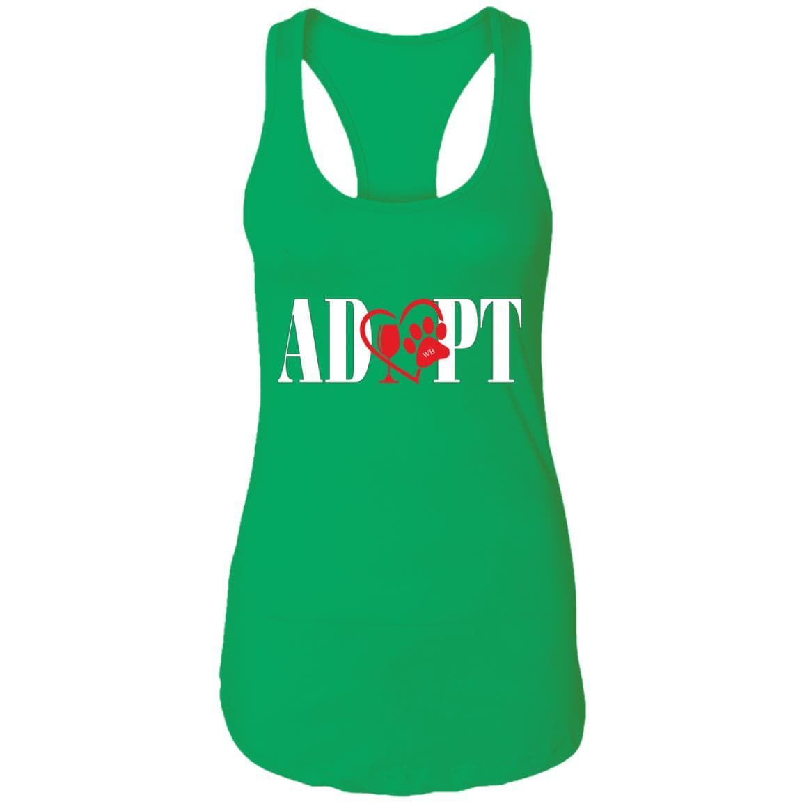 T-Shirts Kelly Green / X-Small WineyBitches.Co “Adopt” Ladies Ideal Racerback Tank-Red Heart - Wht Lettering WineyBitchesCo