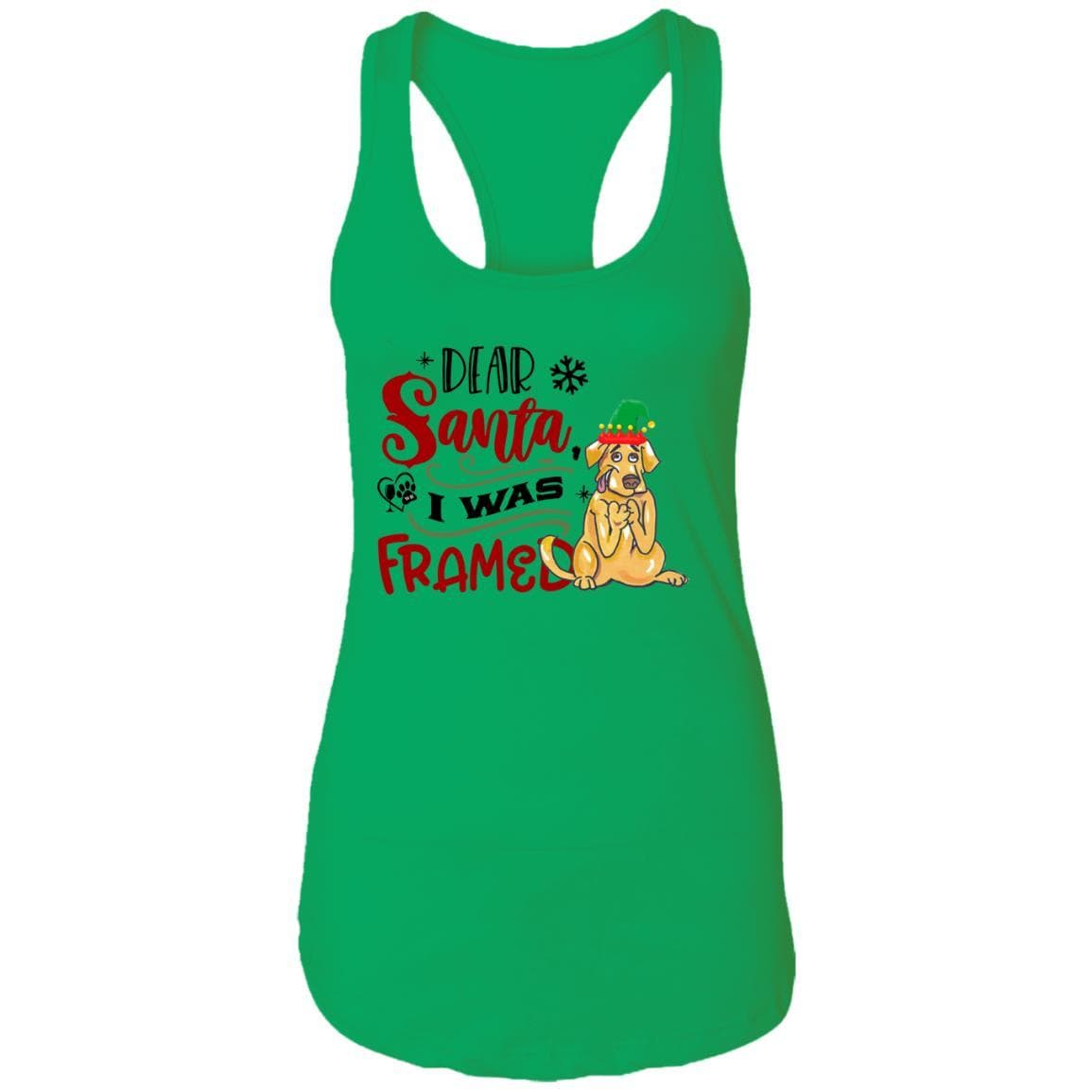T-Shirts Kelly Green / X-Small WineyBitches.Co "Dear Santa I Was Framed" Ladies Ideal Racerback Tank WineyBitchesCo
