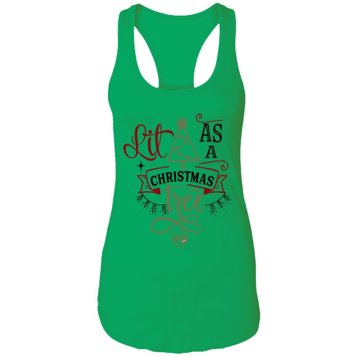 T-Shirts Kelly Green / X-Small WineyBitches.Co "Lit As A Christmas Tree" Ladies Ideal Racerback Tank WineyBitchesCo