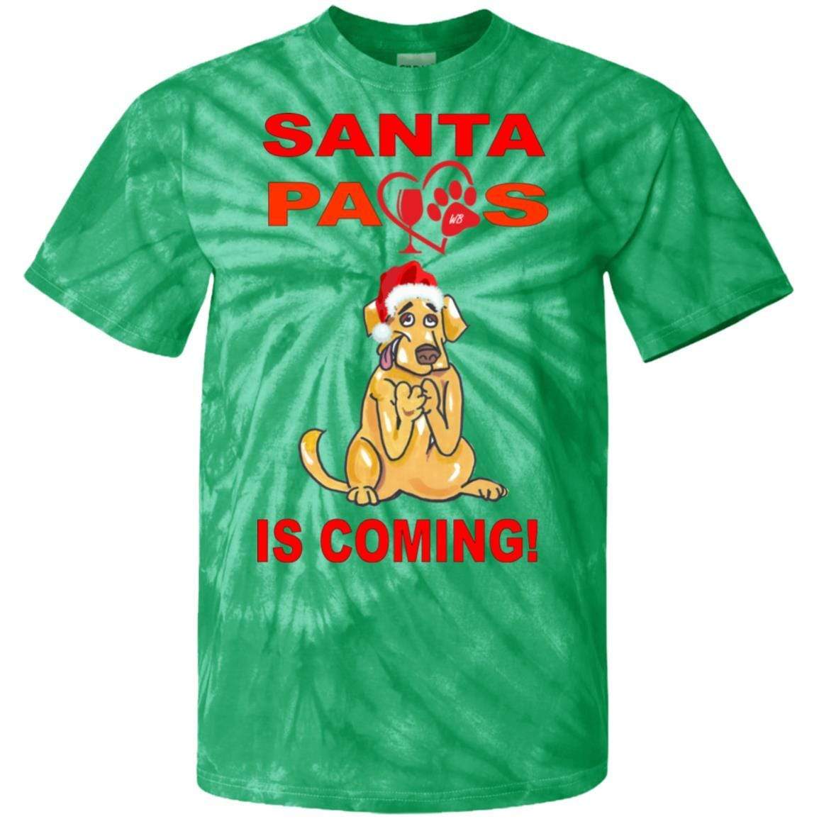 T-Shirts Kelly / S WineyBitches.co "Santa Paws Is Coming "100% Cotton Tie Dye T-Shirt WineyBitchesCo