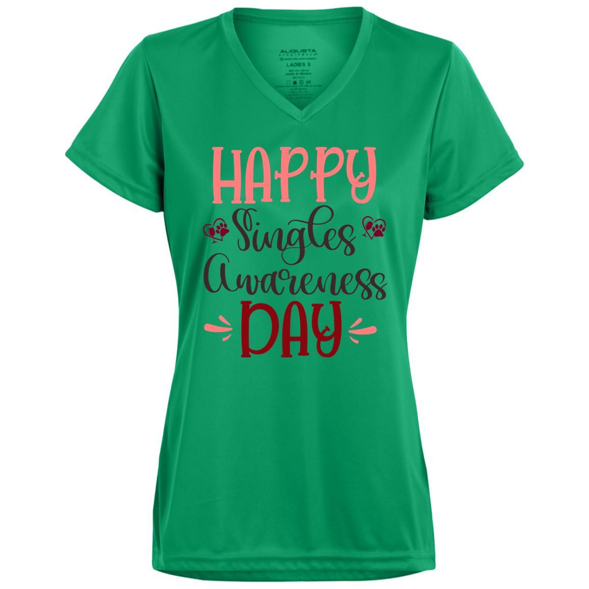 T-Shirts Kelly / X-Small Winey Bitches Co "Happy Single Awareness Day" Ladies' Wicking T-Shirt WineyBitchesCo