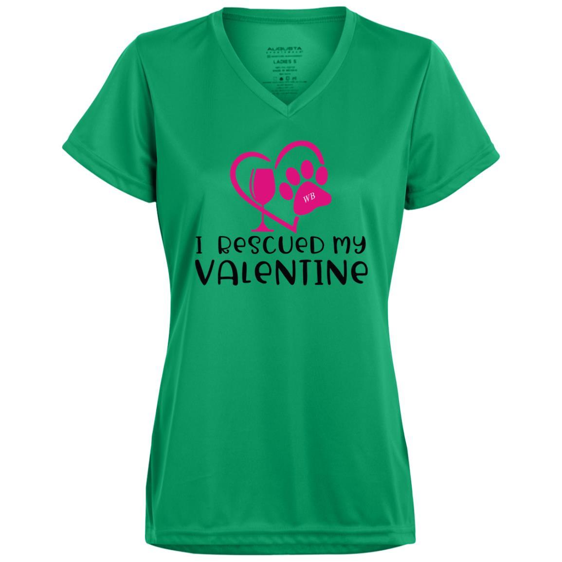 T-Shirts Kelly / X-Small Winey Bitches Co "I Rescued My Valentine" Ladies' Wicking T-Shirt WineyBitchesCo