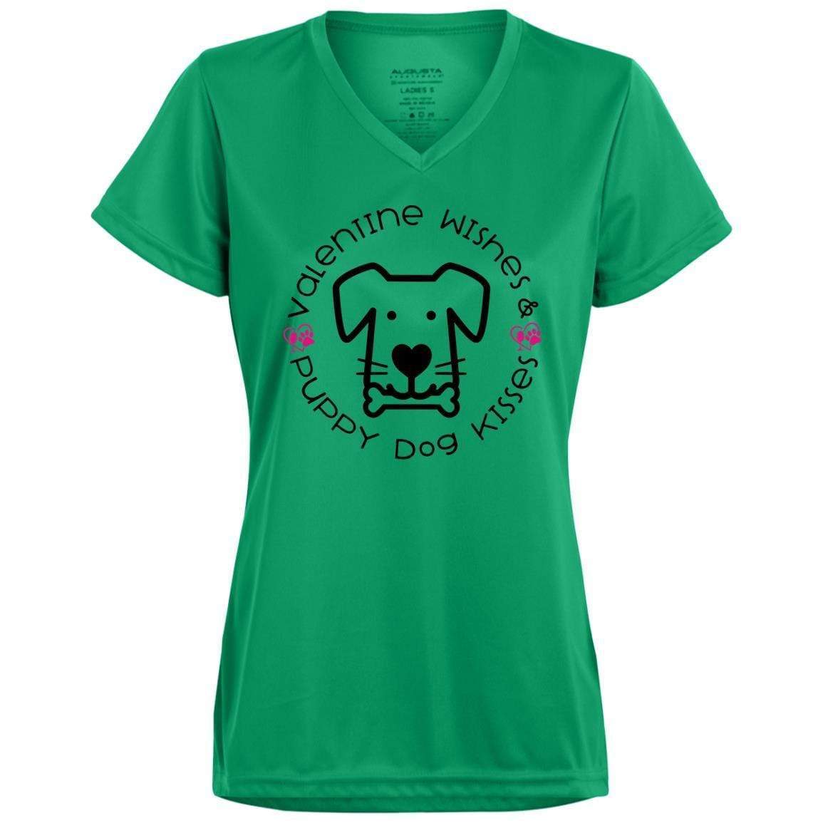 T-Shirts Kelly / X-Small Winey Bitches Co 'Valentine Wishes and Puppy Dog Kisses" (Dog) Ladies' Wicking T-Shirt WineyBitchesCo