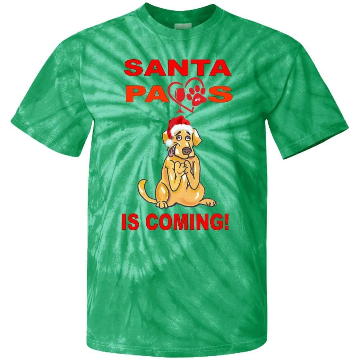 WineyBitches.co Santa Paws Is Coming Youth Tie Dye T-Shirt - WineyBitches.Co - Winey Bitches