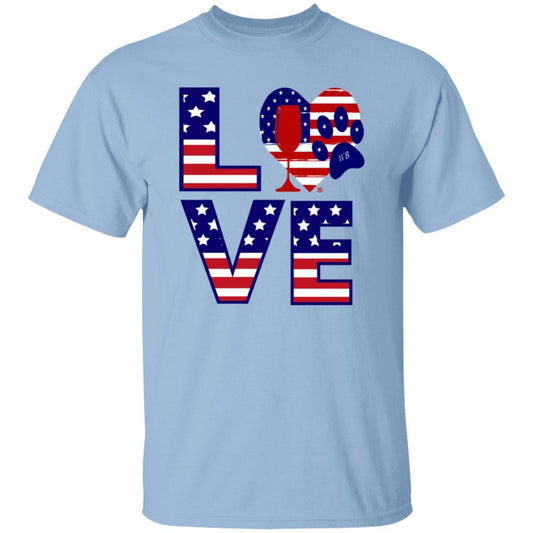 T-Shirts Light Blue / S Winey Bitches Co "American Love Paw"  5.3 oz. T-Shirt WineyBitchesCo