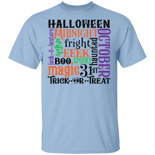 T-Shirts Light Blue / S Winey Bitches Co "Halloween Word Jumble" 5.3 oz. T-Shirt WineyBitchesCo