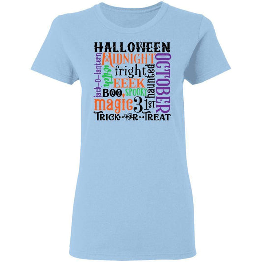 T-Shirts Light Blue / S Winey Bitches Co "Halloween Word Jumble" Ladies' 5.3 oz. T-Shirt WineyBitchesCo